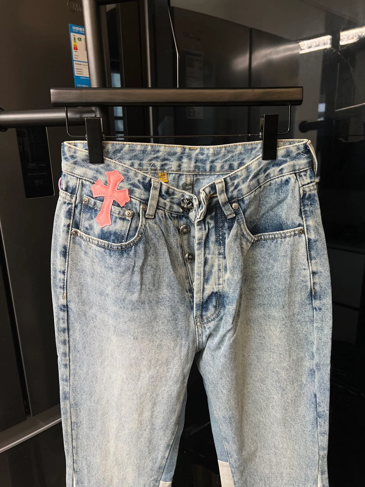 P280 [Next day] Chrome Hearts 25Ss cH Crow stitched cross patch leather heavy duty jeans (blue) Size: 28 30 32 34 36 (corresponding to s-xxl) Detailed sizes can be found in Figure 9